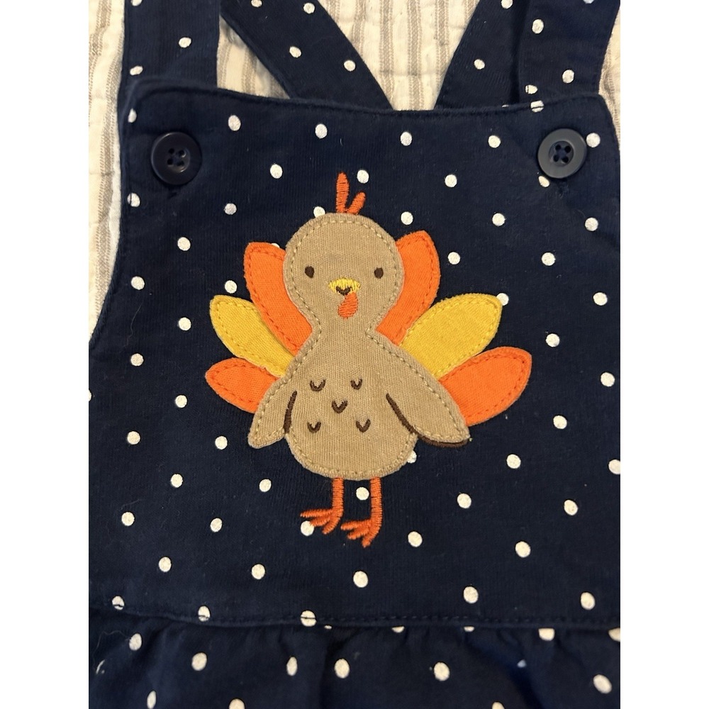 Carters Toddler Turkey Jumper 18 Mon Holiday Blue Appliqué corduryFun Dress Fall - Picture 2 of 7